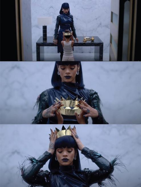 Rihanna is wearing a complete look designed by FYODOR GOLAN in the episodic video campaign based on Rihanna's life story to promote her ANTI album. Directed by Yoann Lemoine and Brett Foraker, style by Mel Ottenberg.