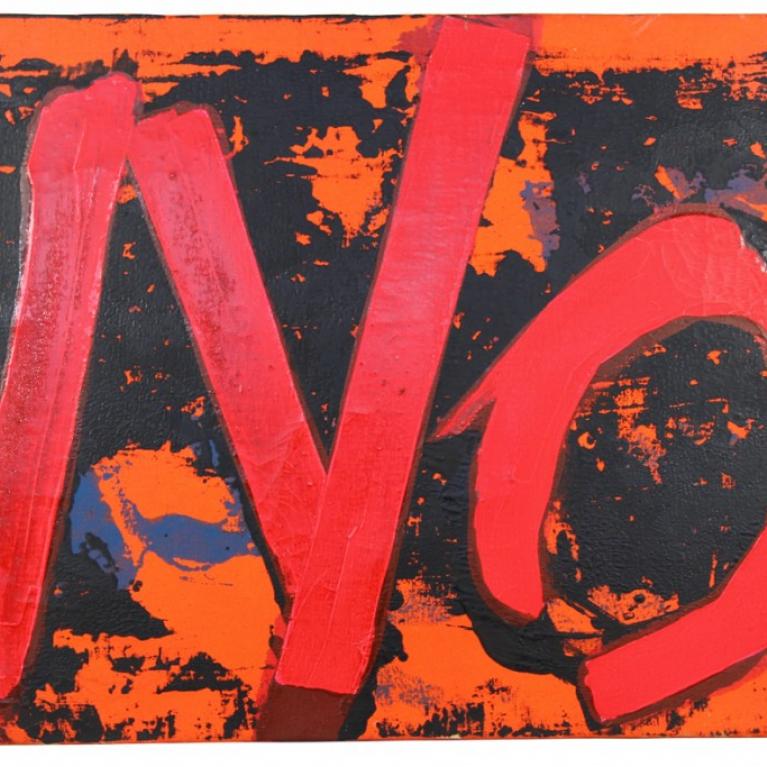 Boriss Lurje (Boris Lurie). Sajust ar sarkanu un melnu uzgleznoto NĒ. 1963. Plastikāts, akrils. Borisa Lurje Mākslas fonda kolekcija, Ņujorka.