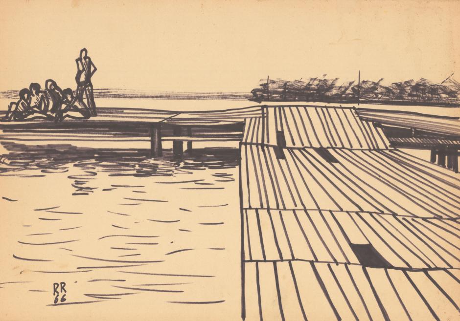 Rūsiņ&scaron; Rozīte. A drawing of summer practice. 1966. Felt-tip on paper. Collection of Brigita Baltraite. Scanned image