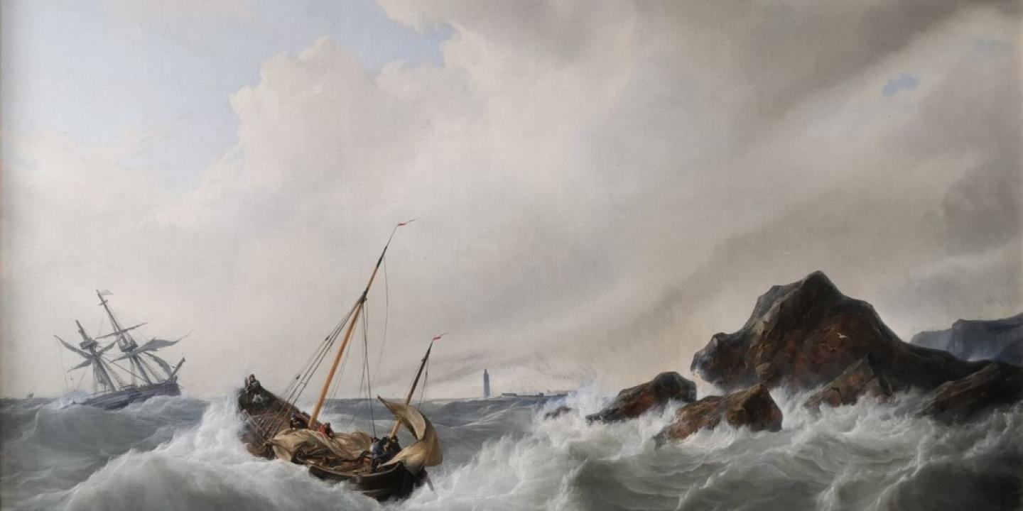Karls Frīdrihs Šulcs (Carl Friedrich Schulz, 1796–1866). Vētrainā jūra. 1833. Audekls, eļļa. Latvijas Nacionālā mākslas muzeja kolekcija