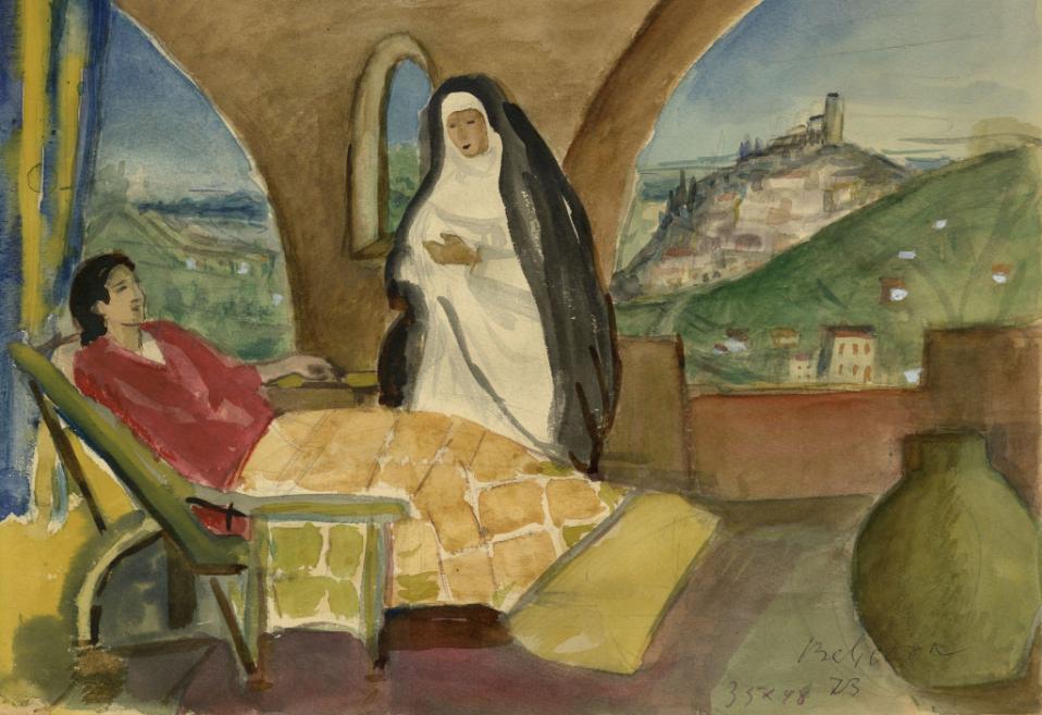 Aleksandra Beļcova. In Paris (1925&ndash;1926). 1973. Watercolour and pencil on paper. Collection of the R. Suta and A. Beļcova Museum. Publicity image