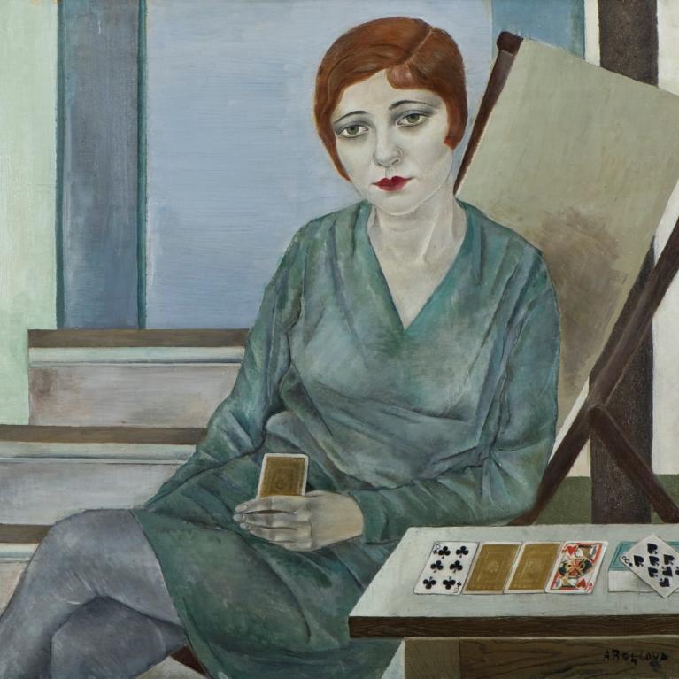 Aleksandra Beļcova. Sieviete ar kārtīm. 1925.&ndash;1927. Audekls, eļļa. LNMM kolekcija