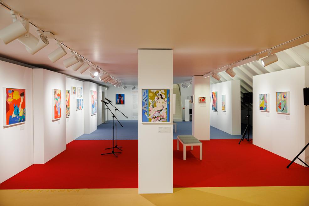 Exhibition hall with artwork